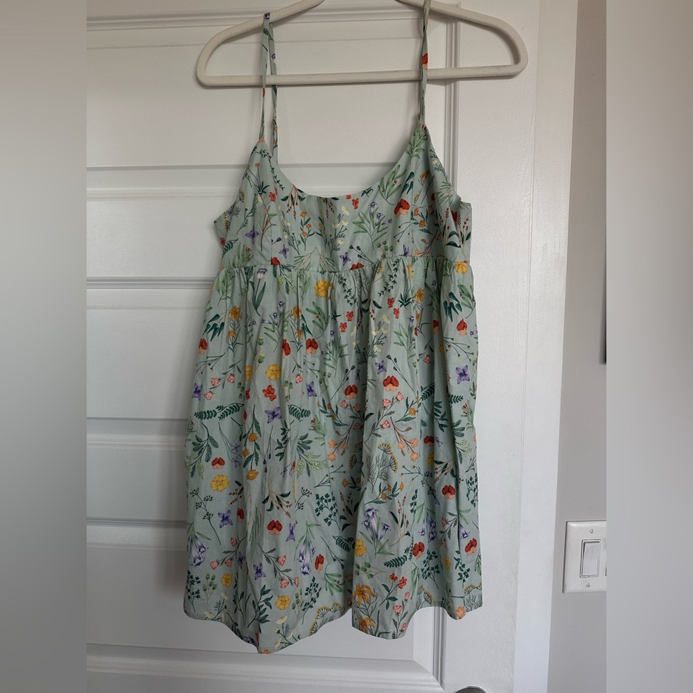 Anthropologie smocked baby doll long mint green top
